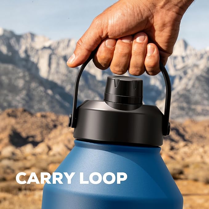 POWCAN 64 oz Insulated Water Bottle with 2-in-1 Straw Spout Lid, Leakproof, Carrier Bag, Shoulder Strap, Keep Cold 48H, Half Gallon Stainless Steel Water Jug for Men, Sports, Camping, Fitness (Indigo) - Image 8