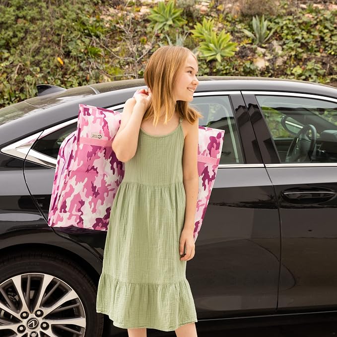 Waterproof Hanging Garment Bag 40 inch Clothes Bag with Gusset, 2 Pack, 5 Pockets & Side Zip for Dance Costumes, Cheer, Skating, Theatre, Beauty Pageants & More by Kendall Country, Camo Pink - Image 8