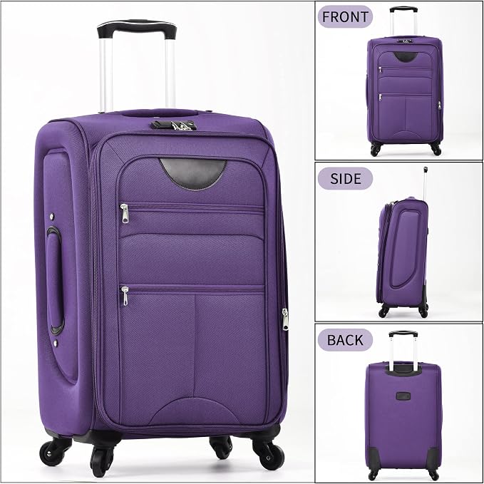 Merax Softside Luggage Set, Travel Suitcase Expandable Lightweight 3 Piece | Luggage Sets with Spinner Wheels 22" 26" 30" Suitcase with TSA Lock (Purple) - Image 9