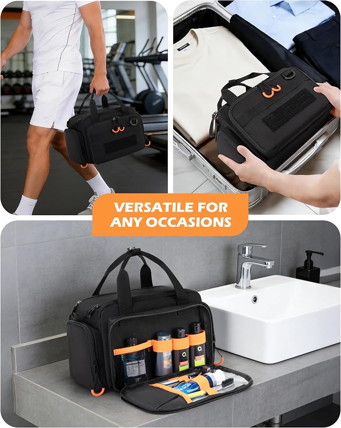 Tactical Travel Toiletry Bag for Men, Extra Large Dopp Kit Organizer | Large Toiletry Bag with Dual Way Zippers, Tactical Design, Wet & Dry Separation,Travel Hygiene Bag for Shaving Grooming - Image 7