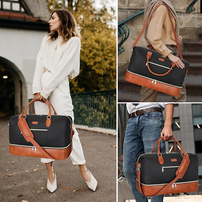 ITIEZY Weekender Overnight Bag for Women - Large Travel Duffel Bag with Shoe Compartment, Gym Duffel Bag Hospital Bag Carry On Tote Bags for Airplanes with Crossbody Bag Toiletry Bag 3Pcs Set - Image 8