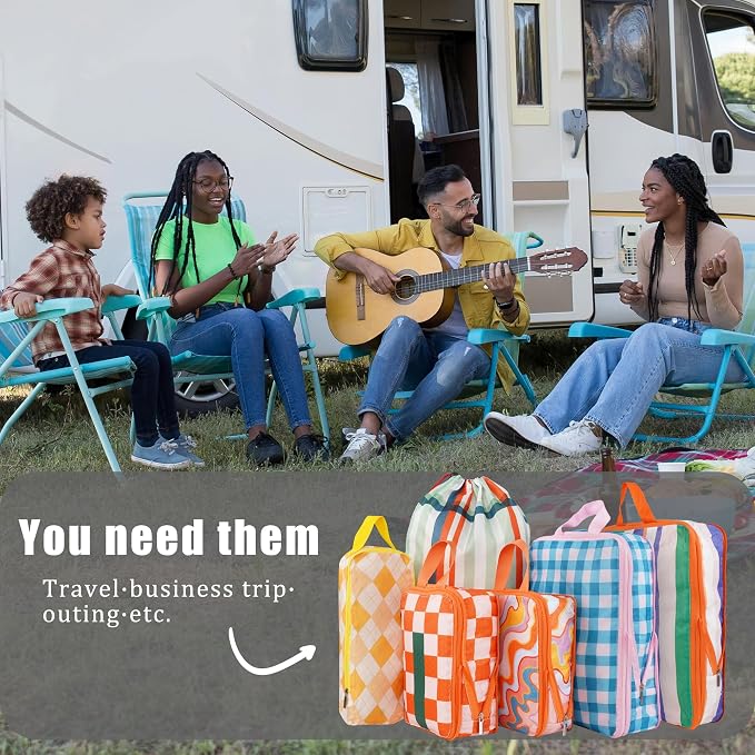 8 Pcs Compression Packing Cubes for Travel, Lightweight Waterproof Luggage Organizer Bags Set, Washable Packaging Cubes for Women Backpack Carry-On Suitcases - Image 7