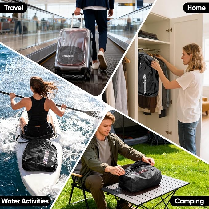 Vacuum Travel Bags With 5500Pa Wired Pump, Vacuum Luggage Bags for Clothes, Compression Bags for Travel, IP68 Waterproof Space Saver Packing Cubes for Suitcase, Backpack & Home Storage (2 Pack + Pump) - Image 7