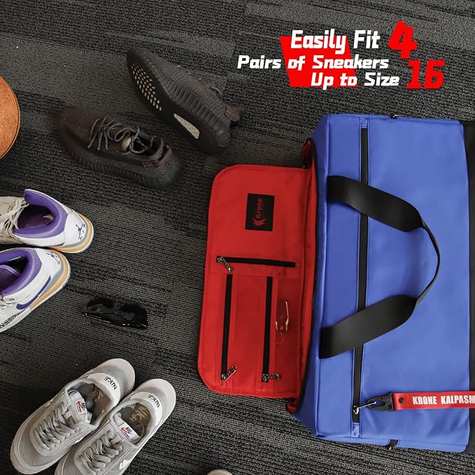 Sneaker Bag for Travel/Sneakerhead gift/Outdoor Sports Bag/Gym Bag /, A Multi-functional Travel Duffel Bag with 3 Adjustable Dividers, & Shoulder Strap,Made of Nylon, by Krone Kalpasmos-classic - Image 6