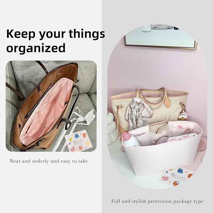 DGAZ Purse Organizer Insert Fits Neverfull-Mini/PM/MM/GM Bags,Silk Bag Organizer,Luxury Handbag & Tote Shaper(PM, Pink) - Image 8