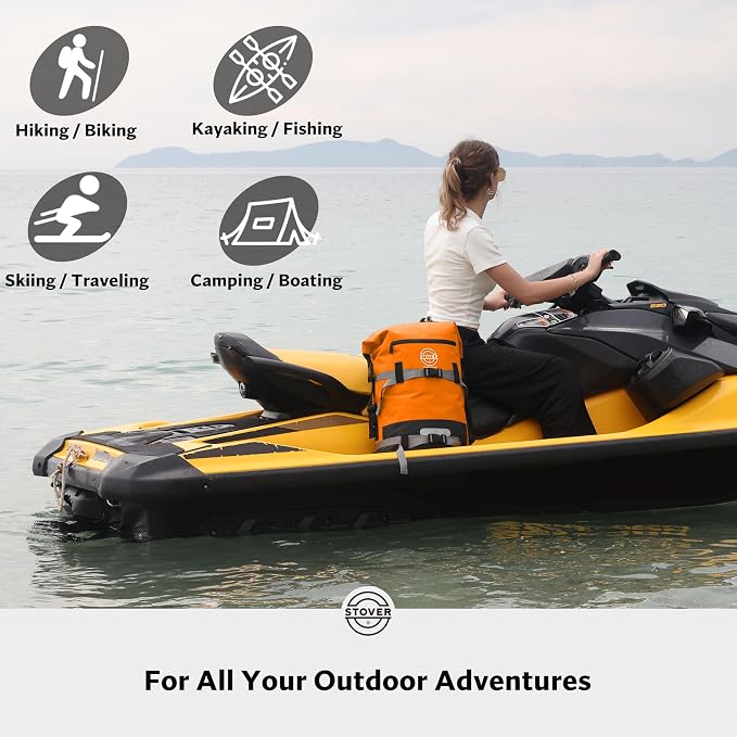 STOVER 30/40/55L Waterproof Dry Backpack & Phone Case- X-Large Floating Dry Bag for Kayaking, Travel, Hiking, Fishing, Camping, Motorcycles & Beach, Heavy-Duty Roll Top Men/Women (Orange) - Image 9