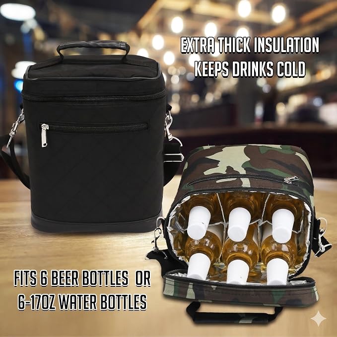 Primeware 6 Pack Bottle Beer Bag Extra Thick Insulation Keeps Drinks Cold Multi-Use for Water, Beer, Coffee or Any Other Beverage, BYOB & Barbecues (Black) - Image 7