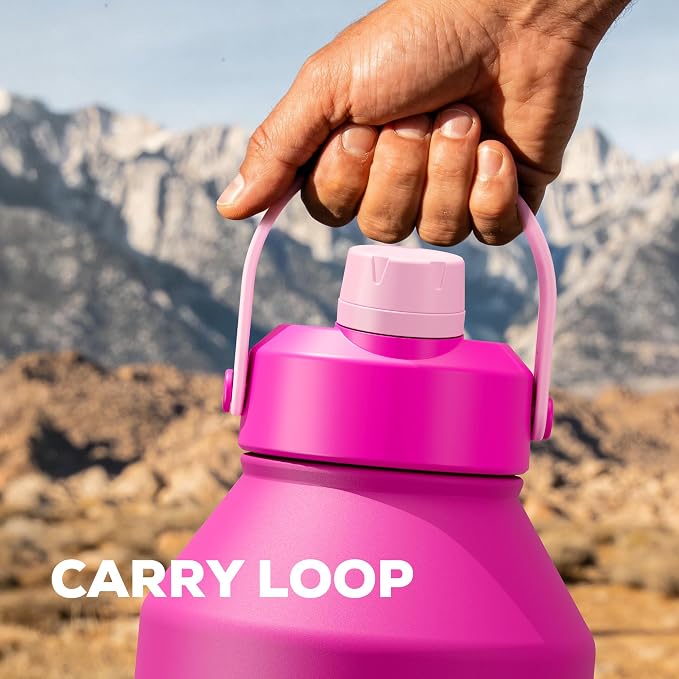 POWCAN 64 oz Insulated Metal Water Bottle for Women: 2-in-1 Straw & Spout Lid, Keep Cold 48H, Leakproof, Carrier Bag, Half Gallon Stainless Steel Water Bottle for Sports, Travel, and Fitness (Peony) - Image 8