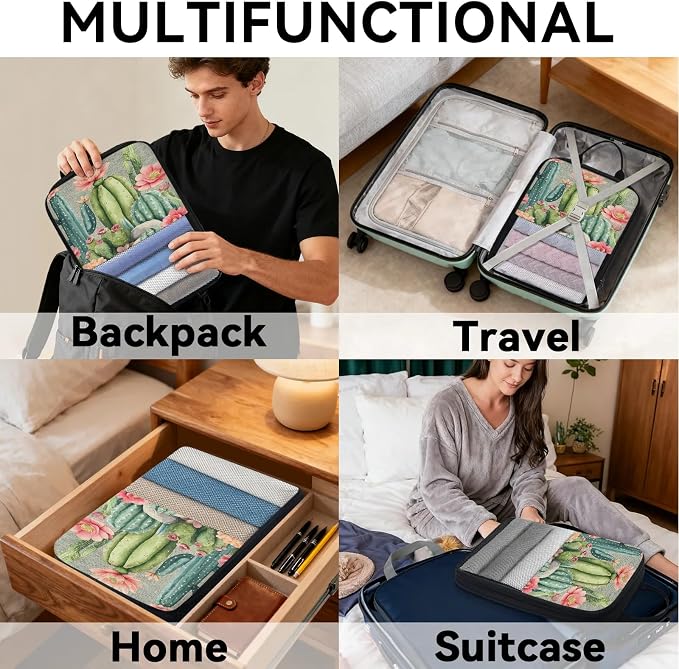 Tropical Cactus Succulent Compressible Packing Cubes for Suitcase 6 Set Lightweight Expandable Compression Packing Travel Luggage Organizer - Image 8