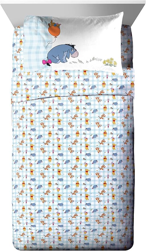 Disney Winnie The Pooh Twin Comforter Set 5 Piece Kids Bedding, White | Piglet Tigger, Bed in a Bag, Comforter Sheets Sham Pillowcase, Official Brand, Soft Microfiber, Machine Washable, Kids Gift - Image 6