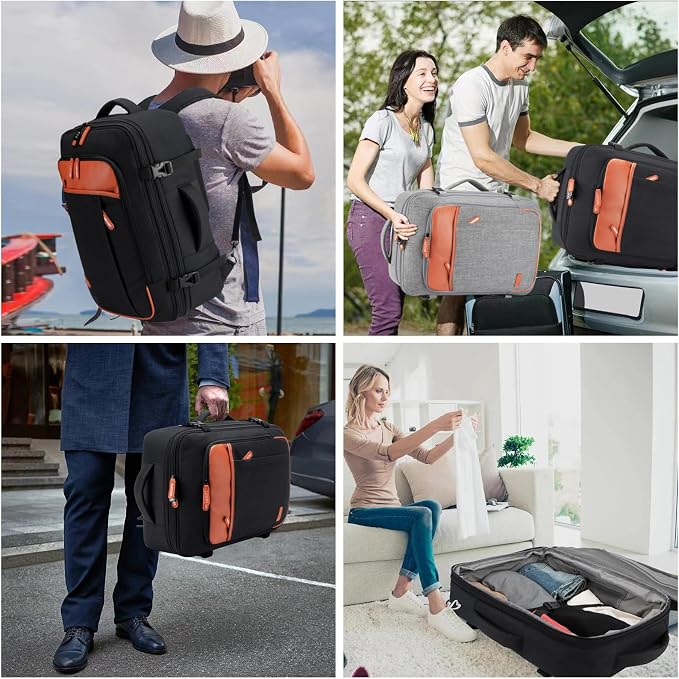 Lumesner 40L Expandable Carry On Travel Backpack with 4 Packing Cubes | Flight Approved, Fits 17 inch Laptop, Water-resistant, Suitcase Backpack, Business Weekender Luggage, Gift for Men & Women - Image 7