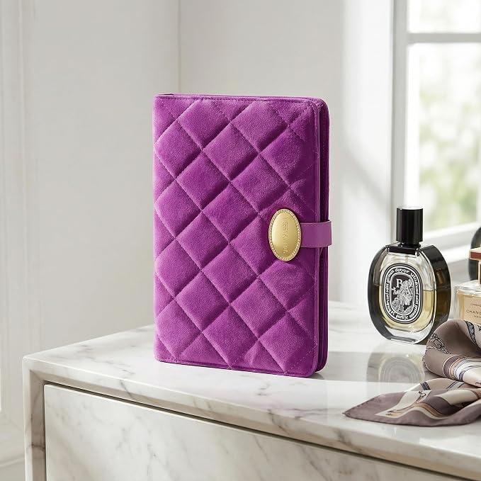 Velvet Jewelry Organizer Case Mini Travel Jewelry Bag with 3 Detachable Pages Multiple Compartments for Necklaces, Rings, Earrings, Tangle-Free, Giftable (Purple) - Image 8