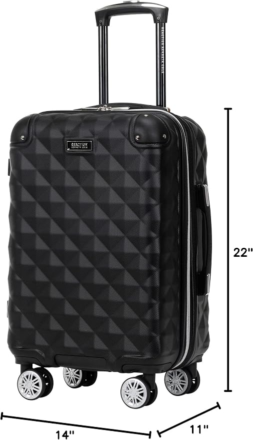 Kenneth Cole REACTION Diamond Tower Collection Lightweight Hardside Expandable 8-Wheel Spinner Travel Luggage, Black, 3-Piece Set (20", 24", & 28") - Image 7