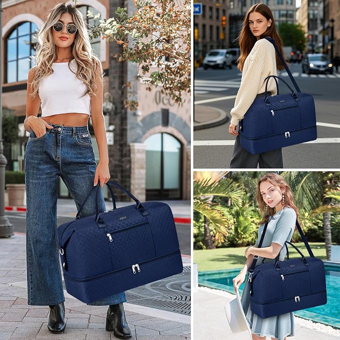 ITIEZY Weekender Overnight Bag for Women - Large Travel Duffel Bag with Shoe Compartment, Gym Duffel Bag Hospital Bag Carry On Tote Bags for Airplanes with Crossbody Bag Toiletry Bag 3Pcs Set - Image 7