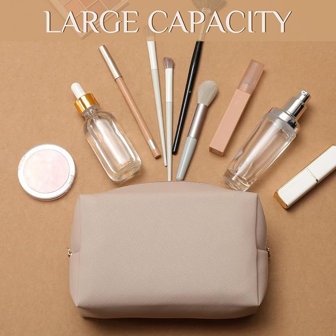 100 Pack Aesthetic Makeup Bags Bulk PU Leather Cosmetic Pouches Waterproof Toiletry Bags Makeup Pouches Bulk for Teen Girls Women Party Gift Travel Storage Back to Teacher Gift (Neutral) - Image 7