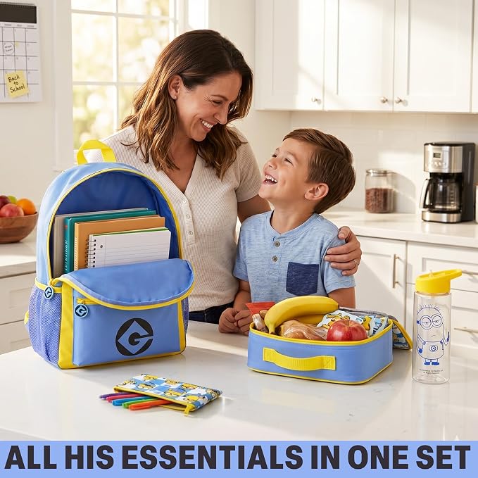 Get Trend Despicable Me Minions Kids Backpack 4 Piece Set for Boys, Girls | 18 Inch Bookbag with Insulated Lunch Bag, Zipped Pencil Case & BPA-Free Water Bottle, Back to School Gifts for Kids - Image 6