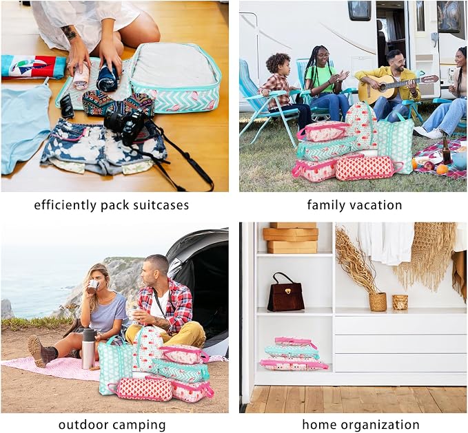 6 Pcs Compression Packing Cubes, Packing Cubes for Travel, Waterproof Luggage Organizer Bags Set, Cute Packaging Cubes for Women Kids Backpack Carry-Ons - Image 7