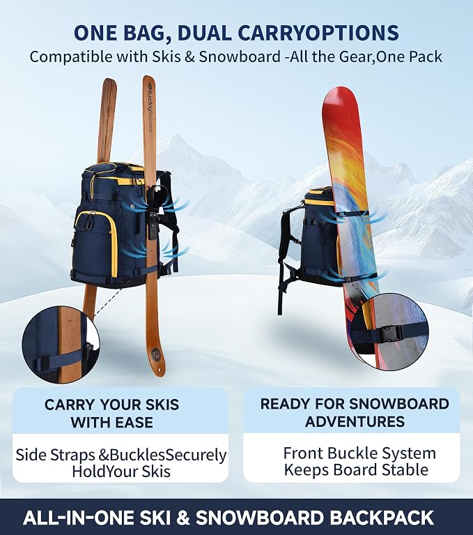 55L-70L Expandable Ski Boot Bag – Waterproof, Durable with Helmet Compartment – Ideal for Ski & Snowboard Gear – Men & Women - Image 7
