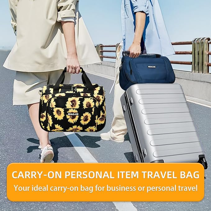 Underseat Carry On Luggage Lightweight Travel Tote Weekender Bag Overnight Duffle Bag for Travel, Travel Essentials Personal Item Travel Bag for Women and Men, Sunflower-16Inch - Image 7