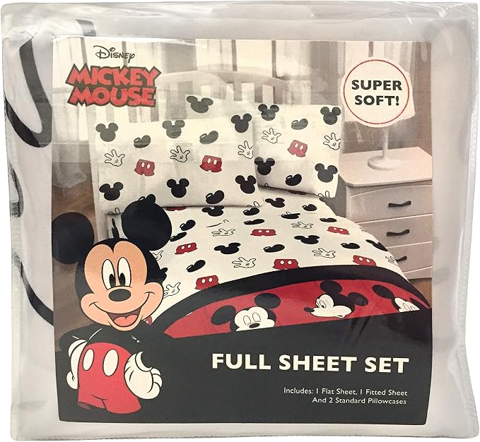 Jay Franco Kids Sheet Set with Fitted, Flat Sheets & Pillow Cover - Ultra-Soft Bedding with Pillowcase for Room Decor, White - Mickey Mouse, 4 Piece Full - Image 7