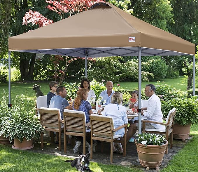 MASTERCANOPY 10x10 Pop Up Canopy Tent, 1 Person Setup Instant Shelter,Outdoor Portable Beach Canopy with Roller Bag, 4 Sandbags, 4 Ropes, 8 Stakes (10x10, Khakie) - Image 6
