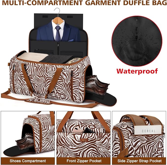 Convertible Garment Bags for Travel - Carry on Garment Duffle Bag with Backpack Straps for Men Women, 4 in 1 Large Travel Duffel Bags with Shoes Compartment Hanging Suit Dress Weekender Bag 3pcs Set - Image 8