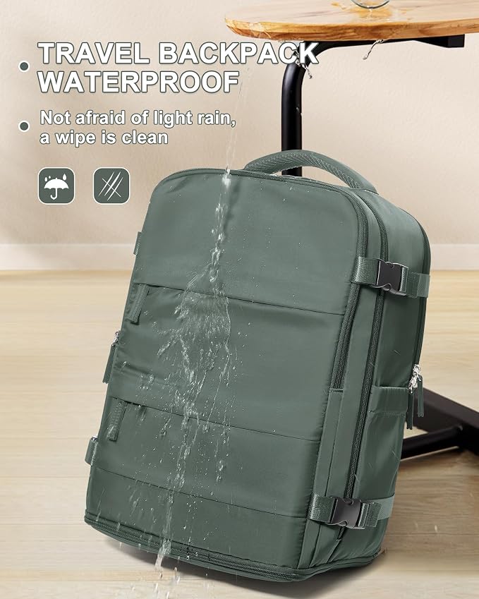coowoz Large Travel Backpack Carry On for Women Man Waterproof Gym Backpacks Mochila de Viaje Teacher Travel Bag Essentials Personal Item Backpack Rucksack Airplane Accessories Must Haves Olive Green - Image 9