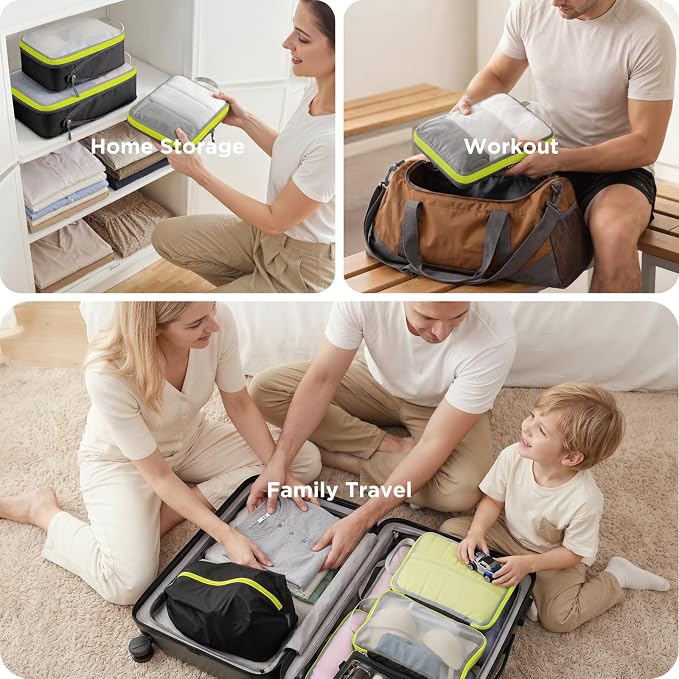 Cipway Compression Packing Cubes Mesh, Lightweight Luggage Organizer Bags with Laundry Bag, Toiletries Bag and Shoe Bag, Travel Essentials for Carry on Suitcase(8 Pcs,Black) - Image 7