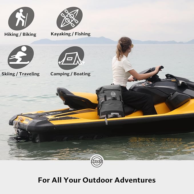 STOVER 30/40/55L Waterproof Dry Backpack & Phone Case- X-Large Floating Dry Bag for Kayaking, Travel, Hiking, Fishing, Camping, Motorcycles & Beach, Heavy-Duty Roll Top Men/Women (Grey) - Image 9