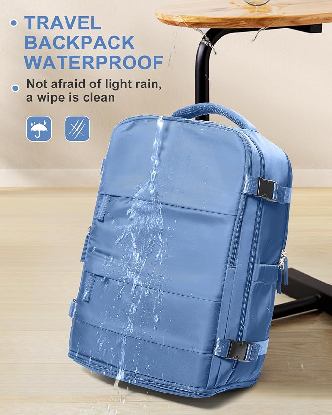 coowoz Travel Backpack for Women Man Carry On Backpack Mochila de Viaje Waterproof Teacher Personal Item Backpack Travel Bag Essentials Rucksack Airplane Accessories Must Haves Sky Blue Small - Image 7