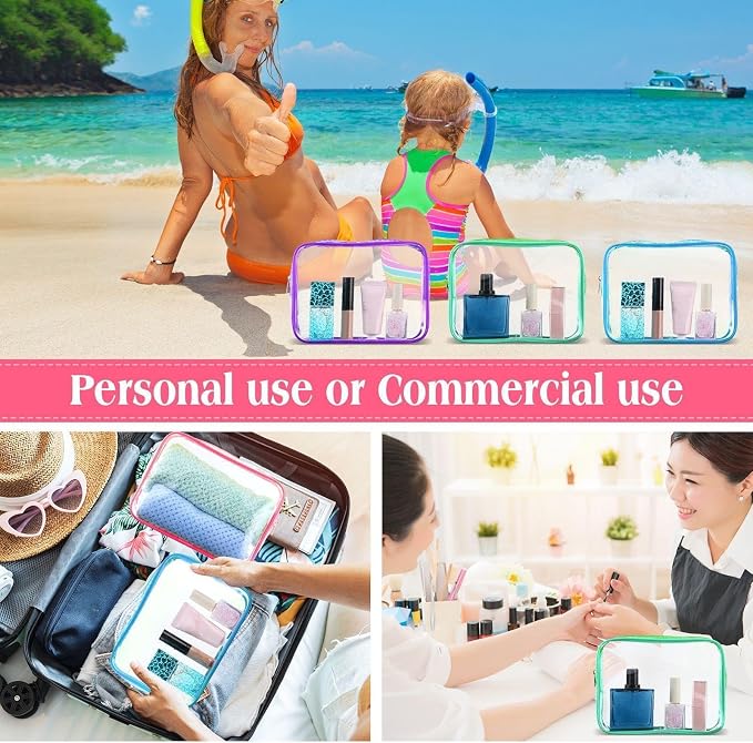 Sanwuta 100 Pcs Clear Makeup Bags Bulk Toiletry Bag for Travel Transparent Cosmetic Bag PVC Waterproof Travel Small Pouches with Zipper for Men and Women (Candy Colors) - Image 6