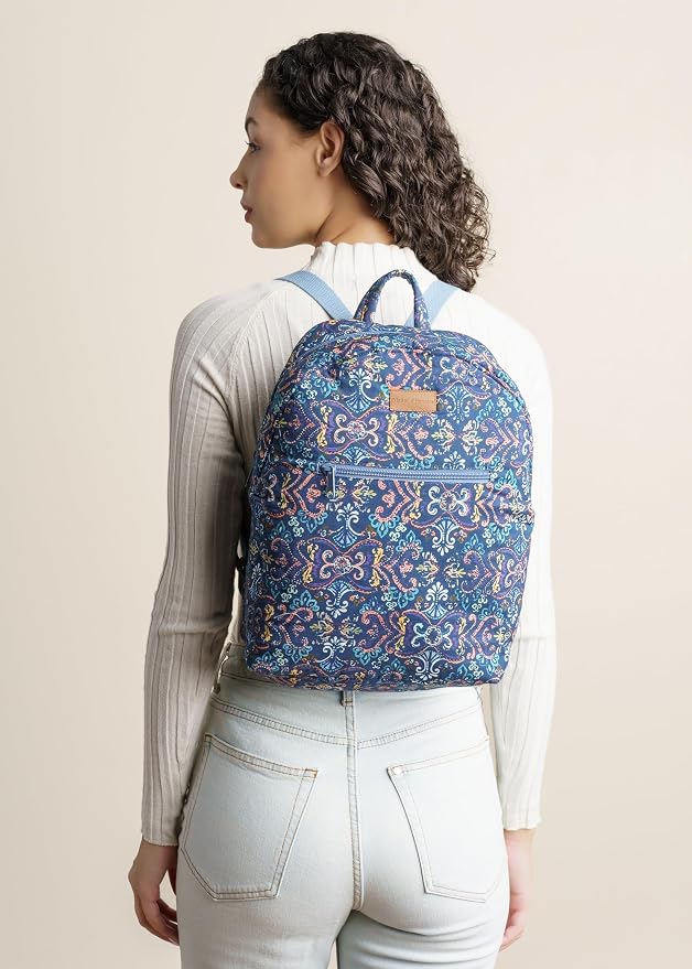 Maison d' Hermine Backpack for Women Men Cotton Shoulder Multipurpose Rucksack with Small Pouch Lightweight Multi Pocket Bag for Travel Work Beach Perfect for Spring Summer (Oris - Blue) - Image 9