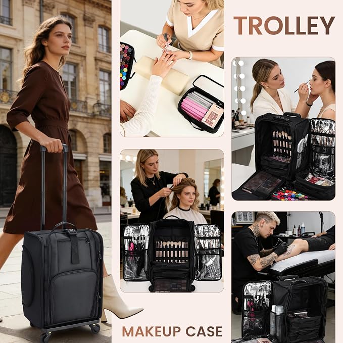Stagiant Rolling Makeup Case Professional Travel Makeup Organizer Make up Storage Cosmetic Trolley Suitcase Makeup Storage - Image 7