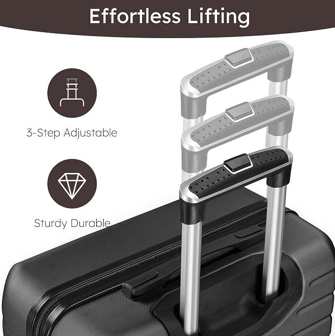 Suitour 11 Piece Travel Luggage Sets(32″, 28″, 24″, 20″), 4 Piece Hardshell Suitcase with Wheels, 20inch Carry on Luggage, 24inch 28inch 32inch Checked Luggage(Black - Image 9