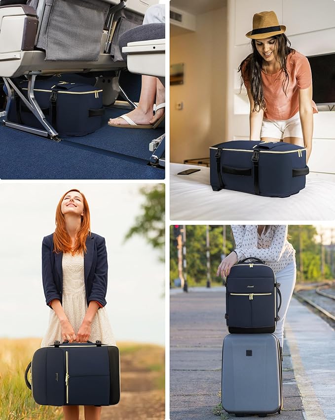 LOVEVOOK Carry On Backpack, 40L Travel Backpack Women with 3 Packing Cubes, TSA Airline Approved Suitcase Bag as Personal Item, Waterproof 17 inch Laptop Backpack for Weekender Overnight, Dark Blue - Image 6