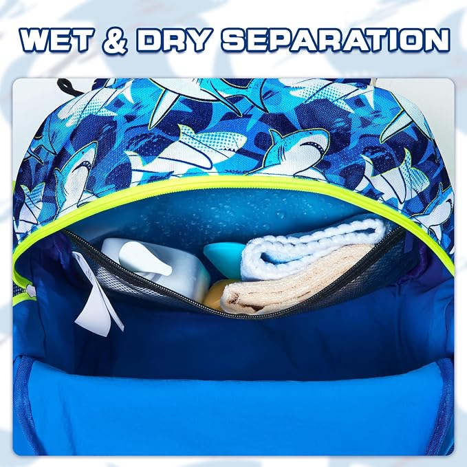 WAWSAM Kids Swim Bag for Swimmers, Beach Gym Bag with Wet Dry Shoes Compartments - Image 9