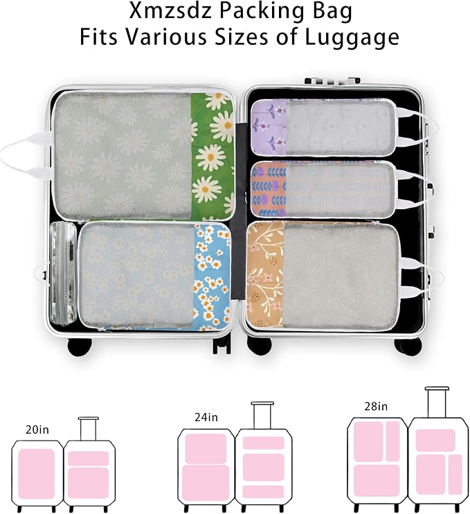 7 Pcs Compression Packing Cubes for Travel Luggage, Lightweight Suitcase Organizer Bags Set, Compression Packaging Cube for Travel Essentials, Packing Cubes for Carry on Suitcase - Image 7