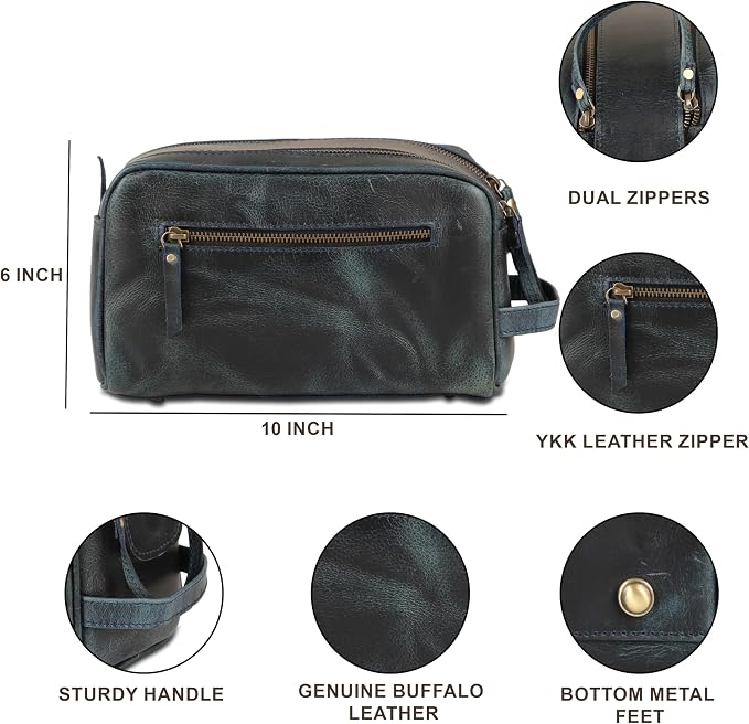 KomalC Travel Toiletry Bag – Premium Leather Dopp Kit for Men & Women with Water-Resistant Lining & Spacious Zippered Organizer - Image 9