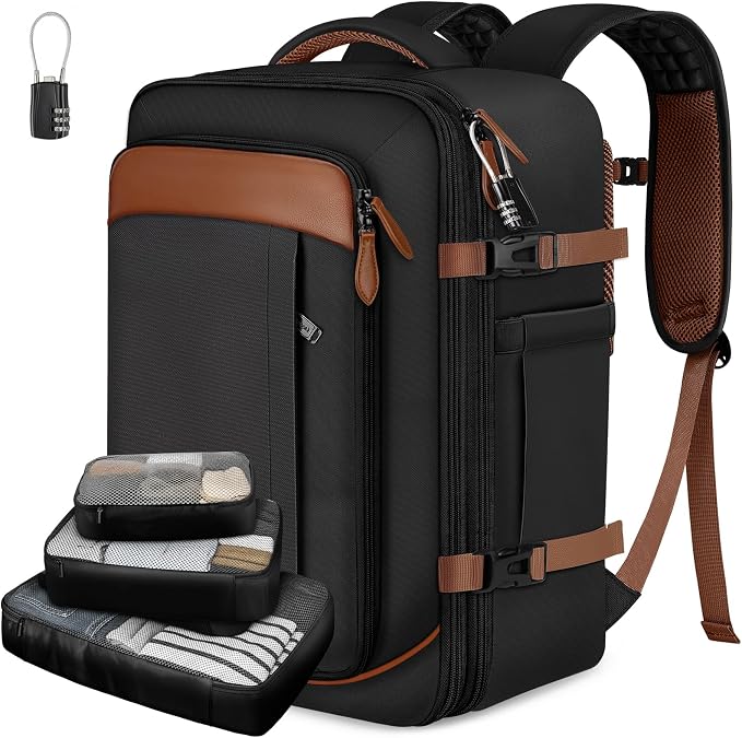 Vancropak 40L Travel Backpack for Men, Flight Approved Carry on Backpack | 17.3" Laptop Backpack, Expandable Weekender Bag with 3 Packing Cubes, Shoe Compartment, Large Anti-Theft Luggage Daypack - Image 8