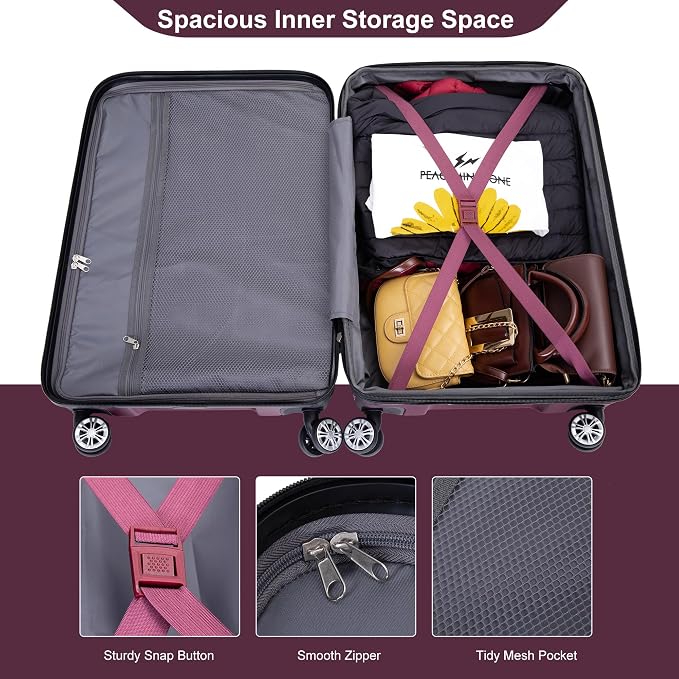 Travelhouse Hardside 3-piece Luggage Set, PC suitcases with Spinner Wheel | Double Spinner Wheels,TSA Lock, Underseat Waterproof Duffel Bag - Image 7