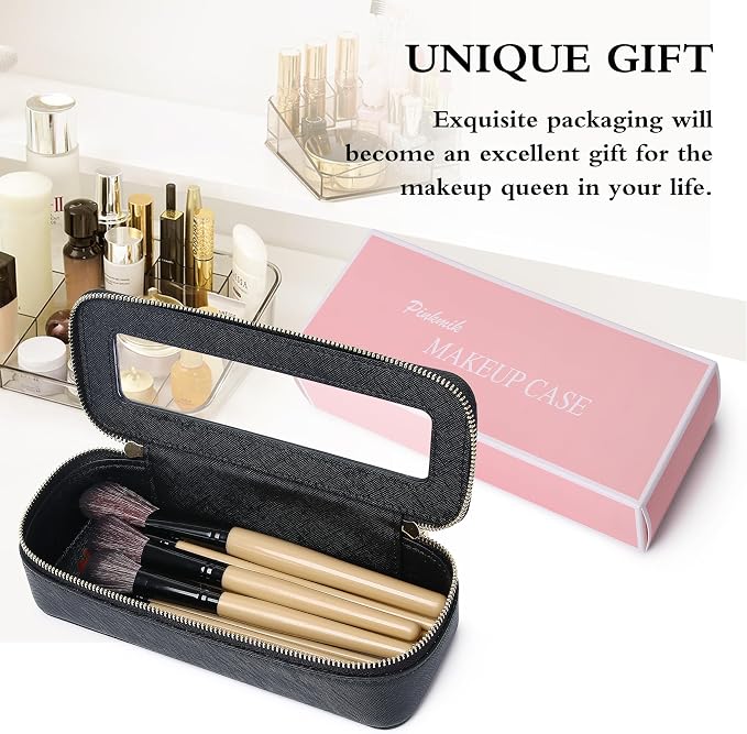 Pinkmik Makeup Brush Bag Slim Clear Makeup Bag Transparent Travel Cosmetic Case & Toiletry Bag with Zipper Small Beatuy Makeup Bag Purse Organizer for Women (Black, SLIM) - Image 7