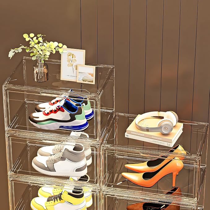 MMBABY 12 Pack Acrylic Clear Shoe Boxes– Ultra Clear Plastic Stackable Sneaker Storage For Sneakerhead. Professional Grade Shoe Display Case with Magnetic Door.Fits US Size 15 - Image 7