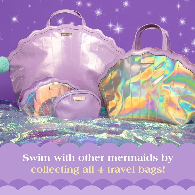 Glimmer Wish Mermaid Overnight Bag and Shell Cosmetic Bag for Essentials and Cosmetics, Secure and Organized Travel Bags, Gifts for Teens and Girls - Image 5