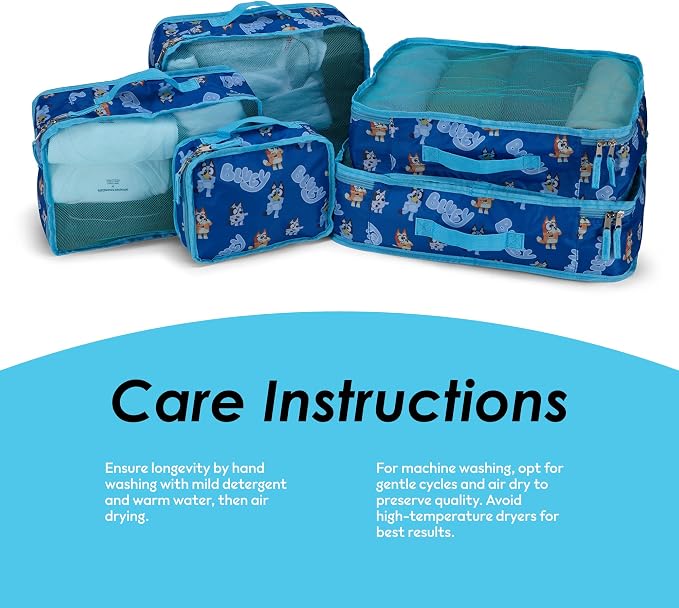 Bluey Packing Cubes for Kids - 5 Piece Luggage Organizer Set - Travel Accessories for Suitcase - Bluey Bingo Bandit Chilli Stripe Trixie - Packing Cube Set for Kids, Teens, Adults - Image 7
