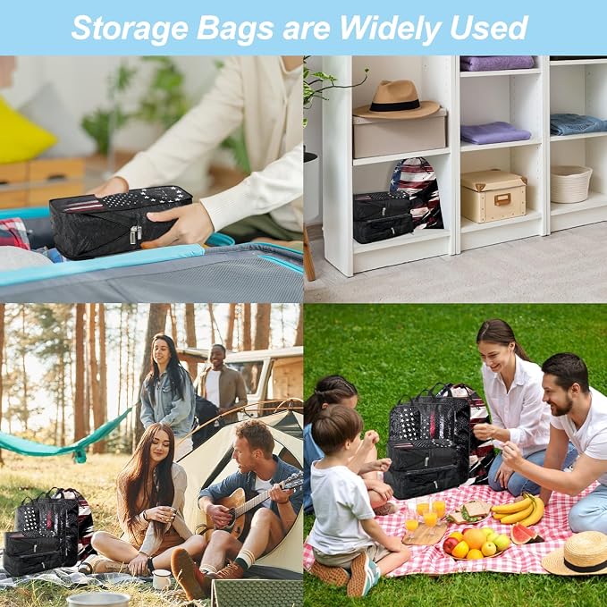 National flag Compression Packing Cubes Set (7 Piece) - 1776 flag | Patriotic Flag Design Travel Organizer Bags, Essential for Clothes, Shoes, Cosmetics & Toiletries, Black - Image 8