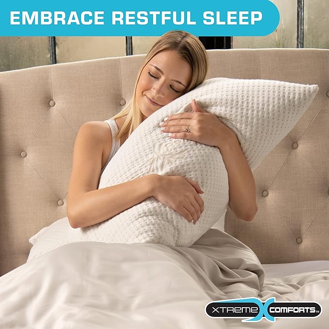 Xtreme Comforts Set of 2 Pillows for Sleeping Sleep Adjustable Shredded Memory Foam Pillows with Removable Cover | Support for Side, Back & Stomach Sleepers - Queen Size