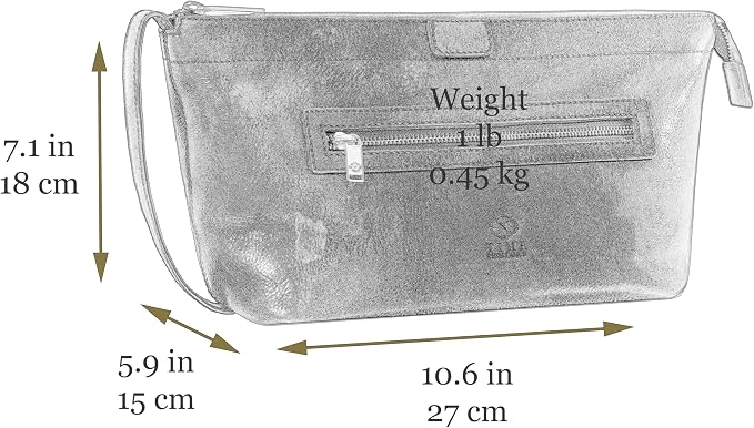 Time Resistance Leather Toiletry Bag - Dopp Kit, Full-grain Leather Cosmetic Case, Wash Bag (Brown) - Image 7
