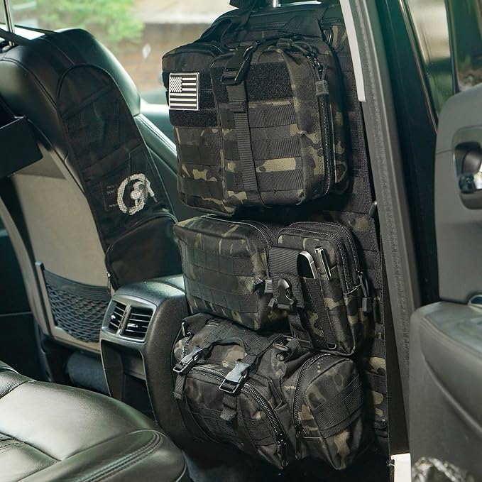 Tactical Car Seat Back Organizer,Tactical Molle Seat Back Organizer with 6 Detachable Molle Pouch,Universal Fits for Car Truck Jeep Vehicle - Image 6