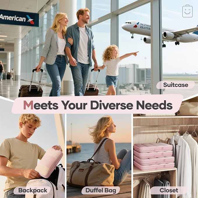 Veken 9/11 Set Compression Packing Cubes Garment Bags for Travel Essentials,Compressible Expandable Luggage Organizer Bags for Clothing,Space Saver Bags with Over 1000 pcs of Mesh Holes(Pink) - Image 9