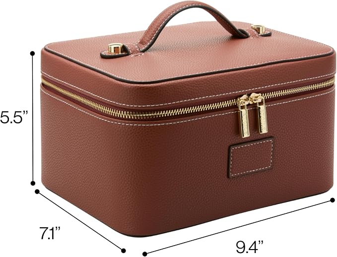 ETOILE - Vanity Case Ginger Brown - Stylish Travel Makeup Bag Organizer with Dividers - Image 7